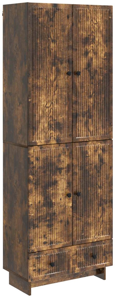 vidaXL Kast - Set - 2 - st - Gerookt - eiken - Bewerkt - hout Gerookt eiken