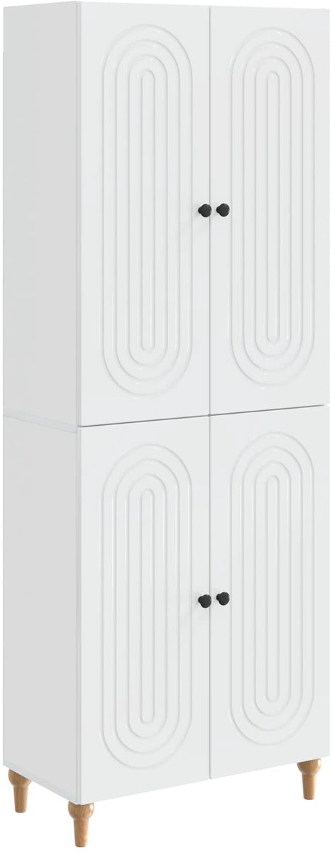 vidaXL Kast - Set - 2 - st - Bewerkt - hout Hoogglans wit