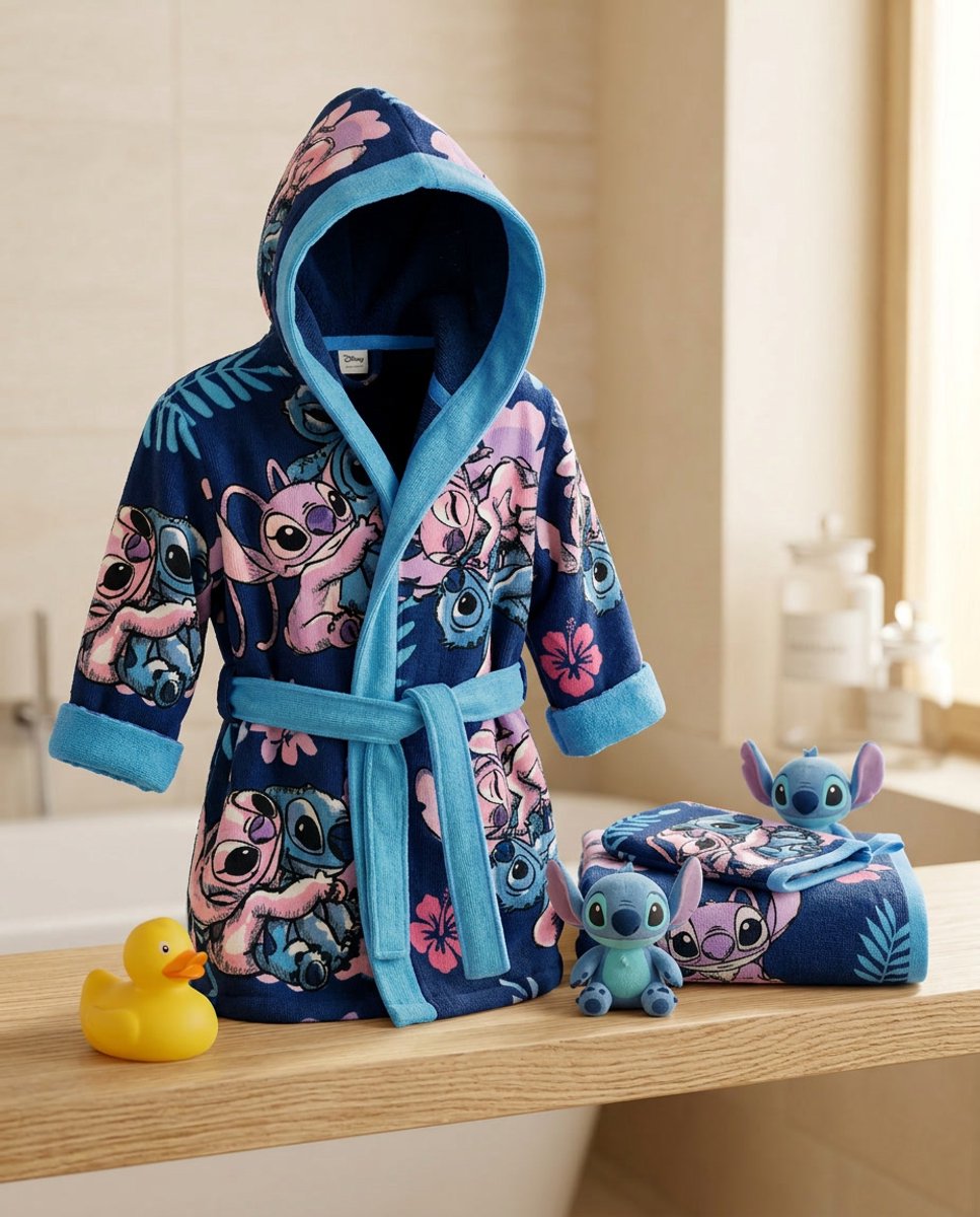 Set Badjas + Handdoek + Washandje Kind Stitch & Angel Disney 3-4 Jaar