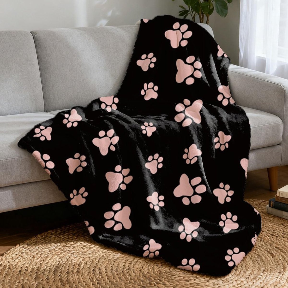 Fleece plaid met zon en maan design, bloemenprint, perfect voor bed, kantoor en reizen, zacht en warm voor volwassenen en studenten, ideaal als cadeau voor vrouwen en huisdieren