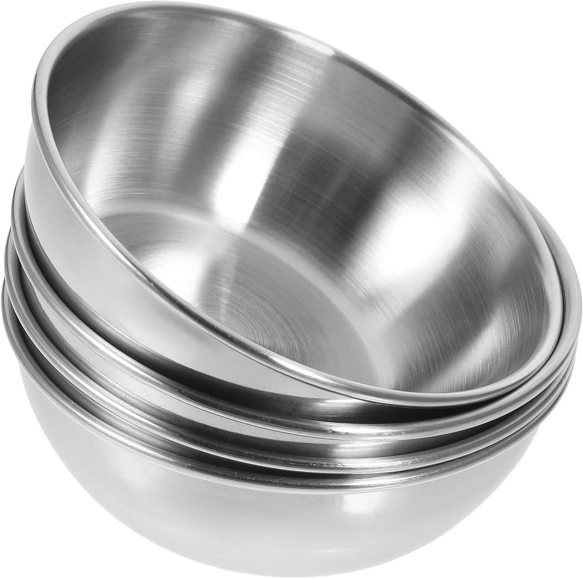 Dailygoods- Dipping Bowl - Roestvrij Stalen Schalen - 4 Stuks - Ondiep en Breed - Voor Sauzen en Specerijen - Duurzaam en Lichtgewicht - Schaaltje