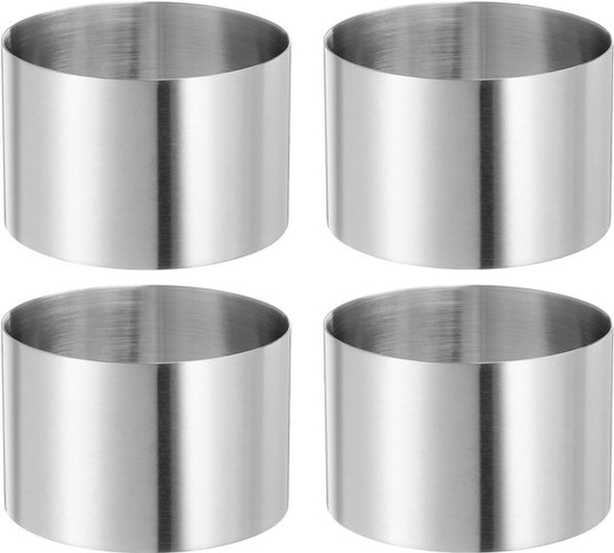 Ronde Taartring Set van 4 - 7,5 cm x 5 cm - Roestvrij Staal - Bakken en Koken