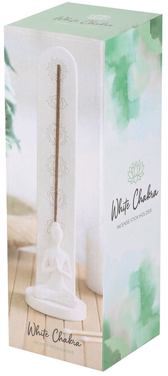 Something Different - White Chakra and Yoga Pose Incense Stick Holder Wierookhouder - Wit