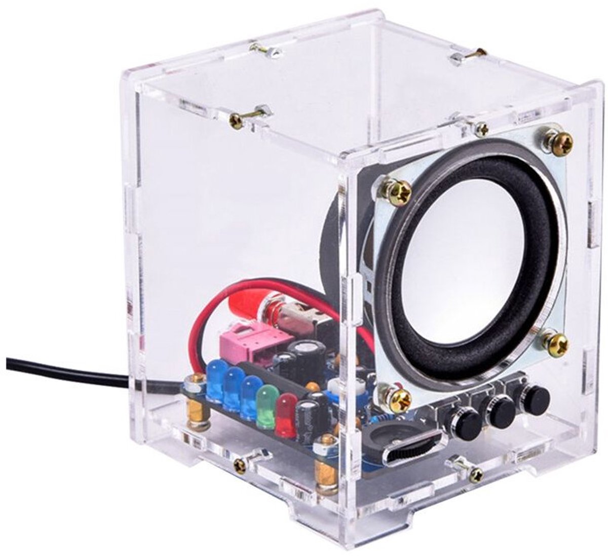 HU-009 Luidsprekerunit Elektronische Componenten DIY Kit, Draadloze/Bedrade 5V Voeding, Acrylbehuizing