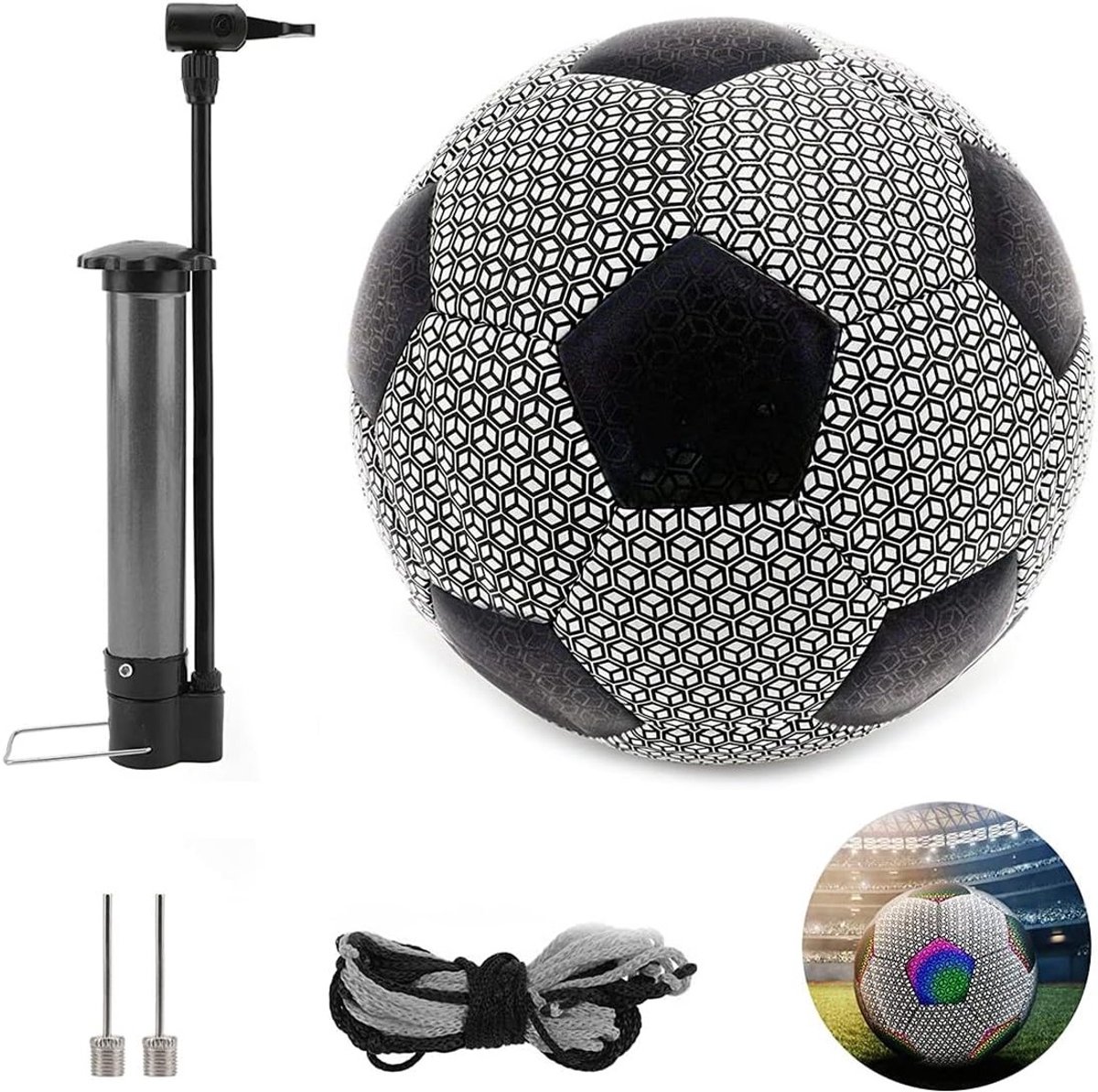 Holografische Reflecterende Voetbal Maat 4 - Verlichte LED Voetbal voor Nachttraining en Spelplezier