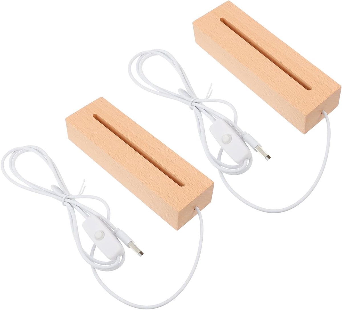 2 Stuks Houten Pedestal Acryl Tray voor Displays - Verlichte Basis voor Kristal- en Verlichtingsplaten, Ideaal voor Presentaties