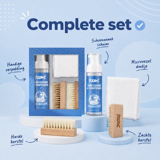 Complete set met schoenreiniger en borstels.