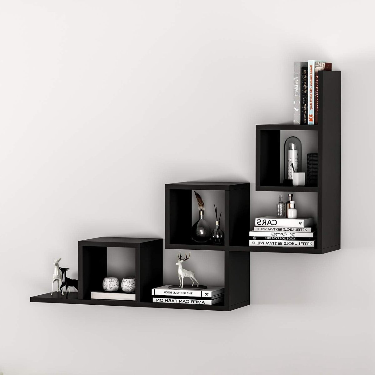 Wandplank voor Thuis, Hangende Plank voor Decoratie, Boekenrek in Stijlvol Zwart Design