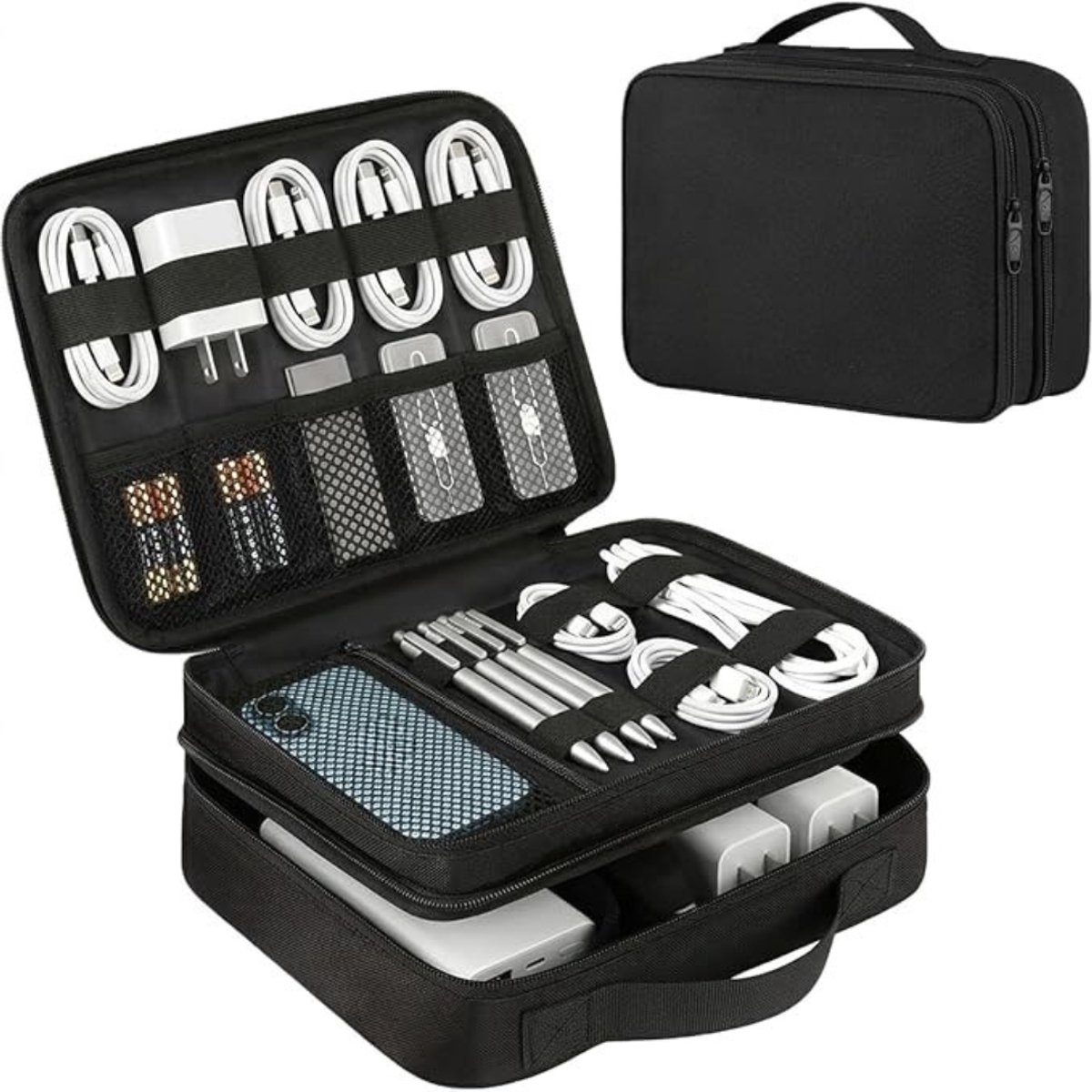 TIM® Kabel Organiser Tas - Organizer Tas - Zwart - 27cm x 20cm x 9cm
