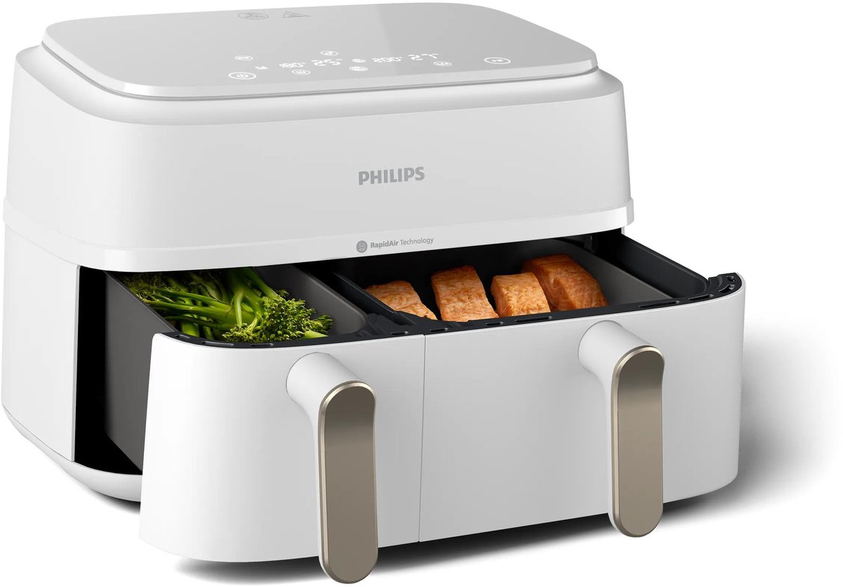 Philips 3000 series NA353/10 - Dual Basket Airfryer - 9L - 2750W - Zilver/Wit — afbeelding 5
