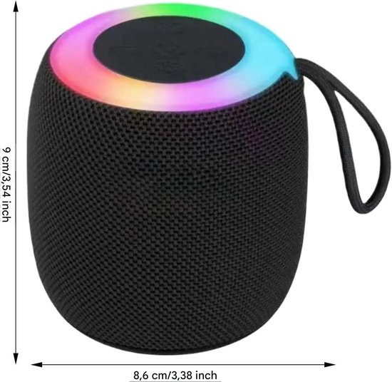 carmdering - Kleine Draadloze Luidspreker - Compacte Speaker - Draagbare Bluetooth Speaker - RGB Verlichtingseffect - Lange Batterijduur - Duurzame Kunststof - Weerbestendig Ontwerp - Ideaal Voor Reizen En Buiten - 1 Stuk-zwart van Carmdering — afbeelding 2