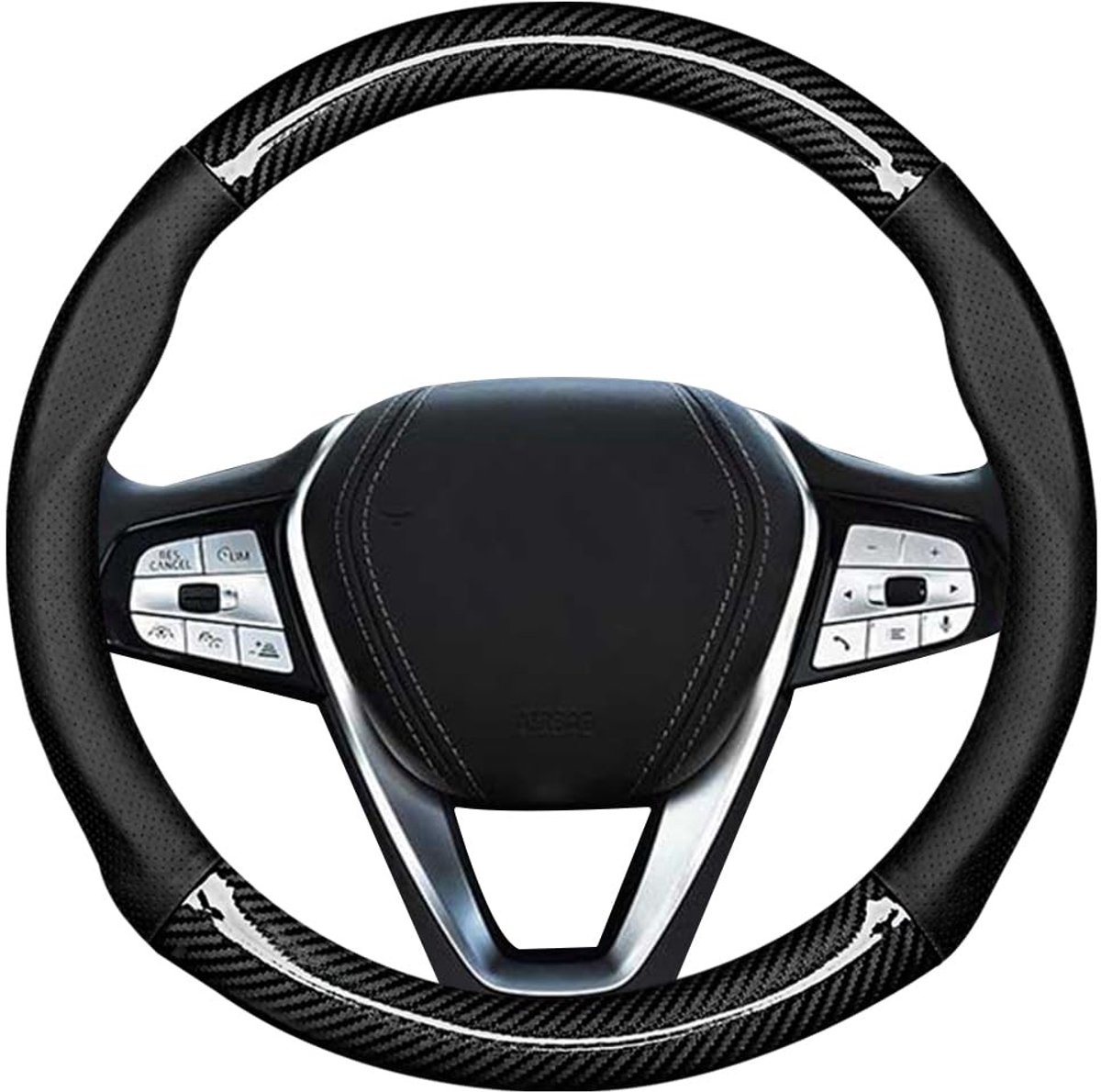 Dailygoods - Dailygoody - Autostuurhoes - Microvezel-leer - Antislip - Zwart - Ademend - Universele stuurbescherming - Geschikt voor vrachtwagens - 38 cm