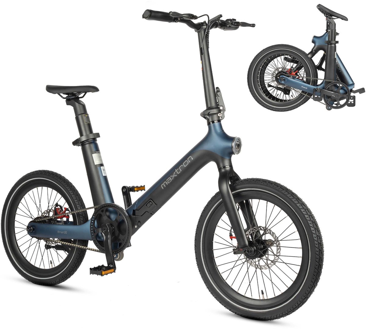 Maxtron Smart30 Elektrische Fiets – 20 Inch Opvouwbare E-bike – 36V 9.6Ah Accu – Actieradius tot 60 km – Schijfremmen – Stadsfiets –Inclusief gratis cijferslot –Blauw
