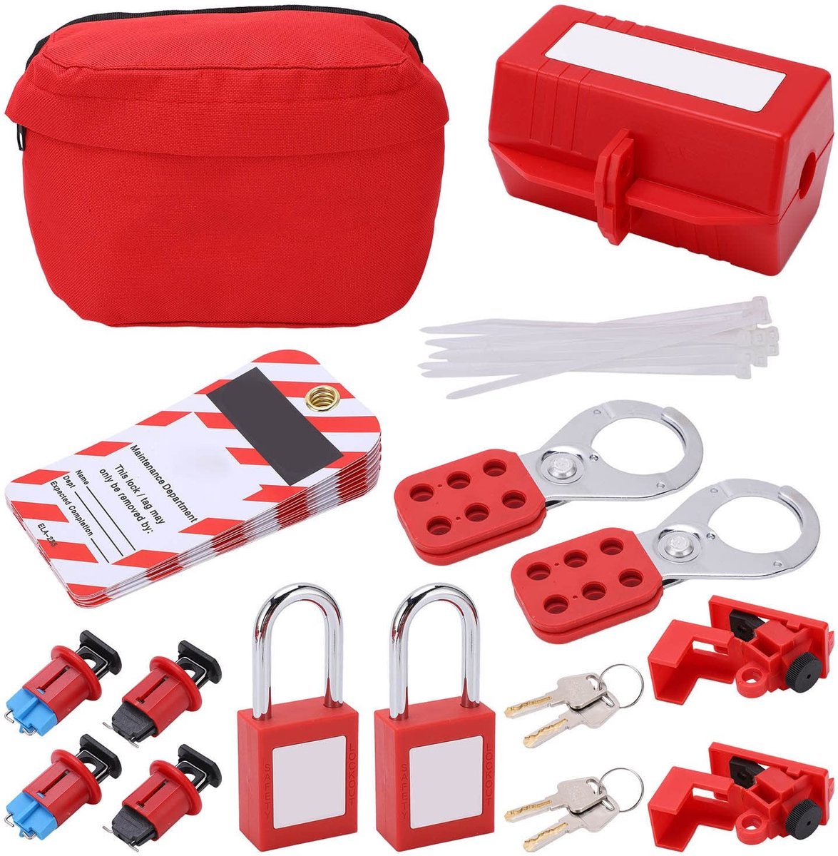 Dailygoods - Veiligheid Hangslot Set - Lockout Tagout Kit - Compleet - Industrie - Sleutels en Haspels - Voor Veiligheidsmaatregelen - Geschikt voor B...