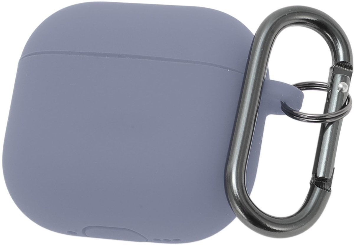 Dailygoods - Siliconen Beschermhoes voor AirPods 4 Stootvast met Karabijnhaak Lila