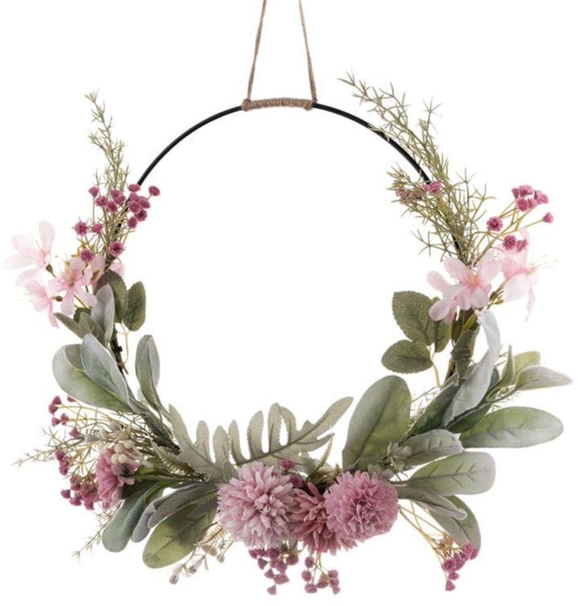 Dailygoods - Kunstdecoratieve Krans met Roze Bladeren voor Feestdecoratie