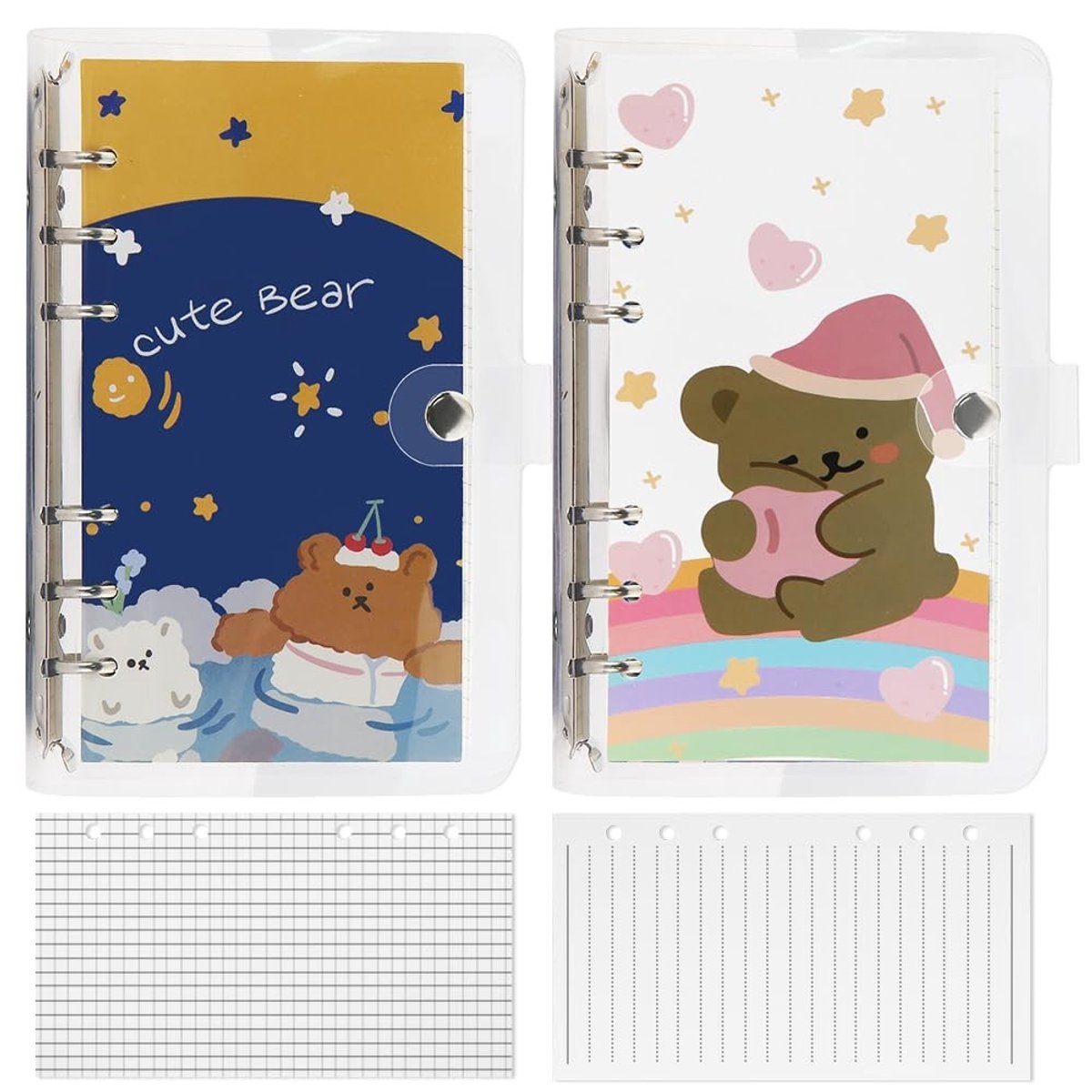 Dailygoods - A6 Notitieboekje met Cartoonbeer - 6 Ringen