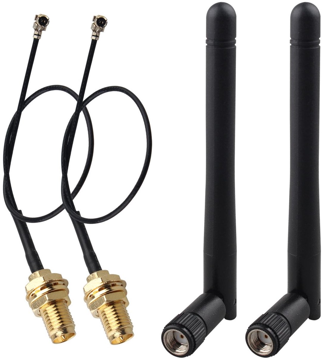 Dailygoods - 2 Stuks Dual Band WiFi Antenne met Verlengkabel voor Netwerkkaarten