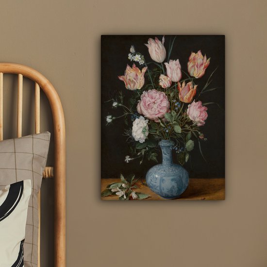 Vase Wan-Li avec fleurs - Peinture de Jan Brueghel l'Ancien Toile 30x40 cm - petit - Tirage photo sur toile (Décoration murale salon / chambre)