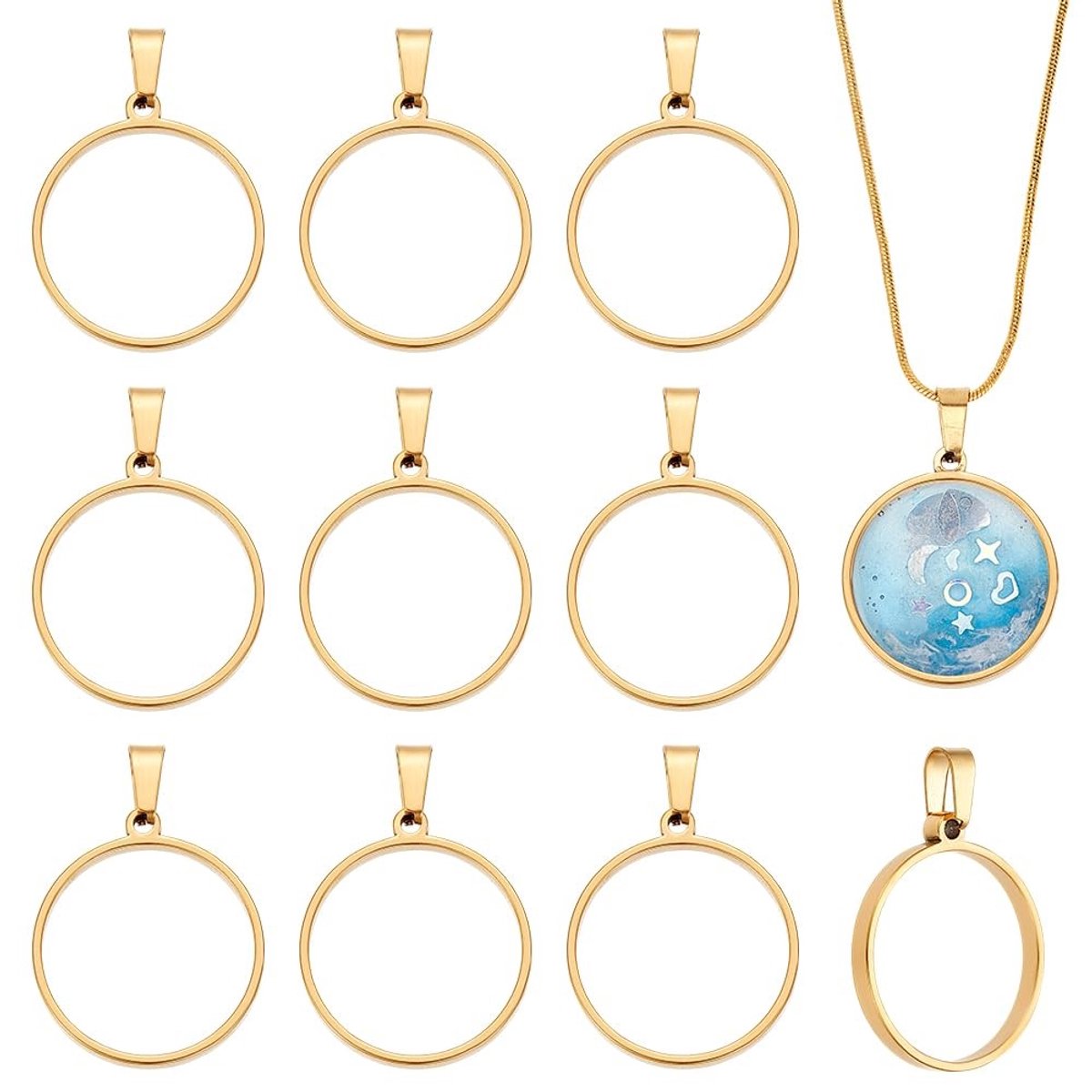 Dailygoods - Set van 10 Ronde Bezel Hangers voor Sieraden Maken