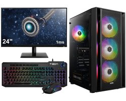 Complete 144Hz Gaming PC Setup – 24″ Gaming Monitor, -Toetsenbord en -Muis – Ryzen 5 6-Core – RTX 3050 – 16GB – 1TB M.2 SSD – WIFI – Athena E1 Elite