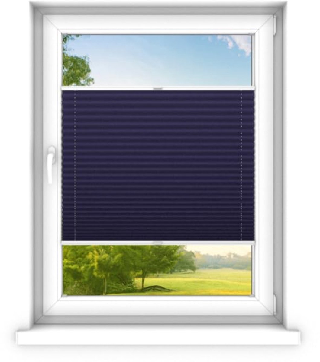 time4blinds - Plisségordijn zonder boren op maat gemaakt - Vouwgordijn - Plisségordijn privacy en zonwering - Eenvoudige installatie - Kant-en-klaar plisségordijn - 120x100 cm - Saffier