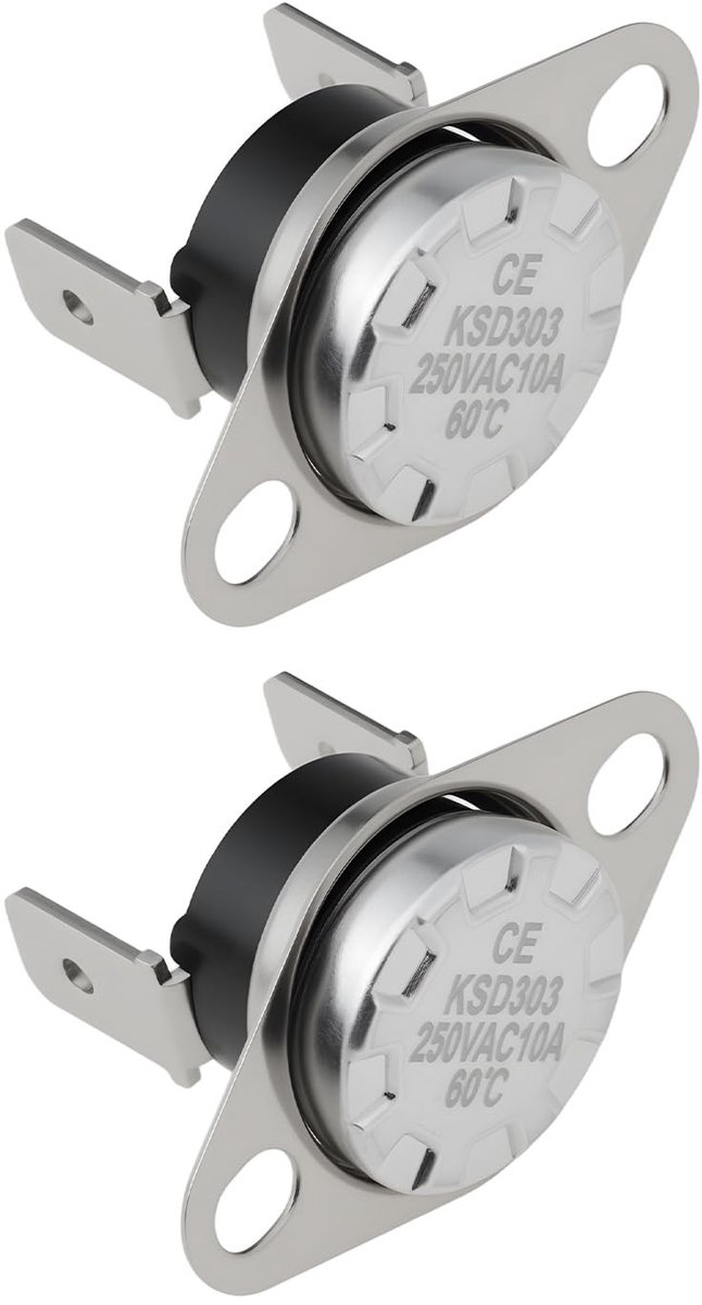 Dailygoods - 2 stuks KSD303 Wasdroger Thermostaat 250VAC 10A
