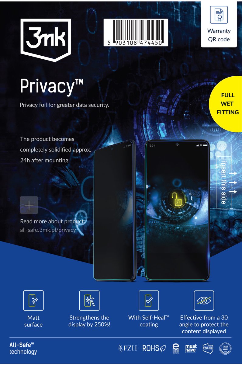 All-Safe Aio Bh Privacy Telefoonschermbeschermingsfilter 5 Stuks Droog & Nat