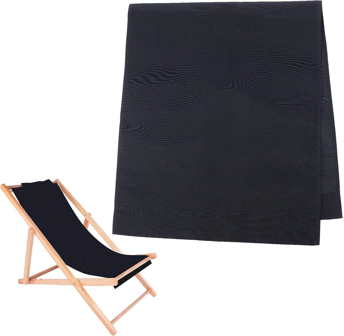 Dailygoods - Dailygoody - Stoel vervangende stof - Strandstoel vervanging - Zwart - Canvas - Ondersteuning voor buitengebruik - Geschikt voor strandstoel - 11