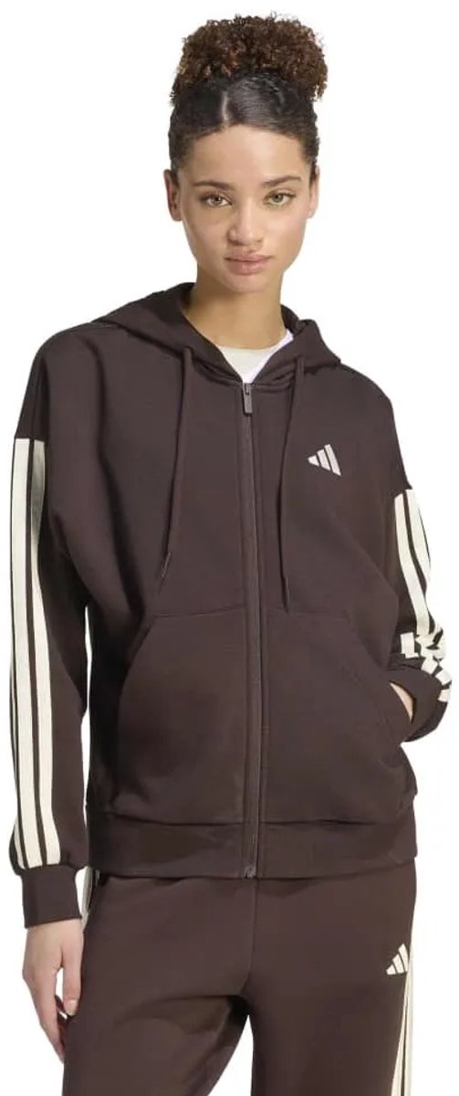 Adidas Essentials 3 Stripes Fleece Sweatshirt Met Rits M Regular Vrouw Aurora Coffee / Ivory