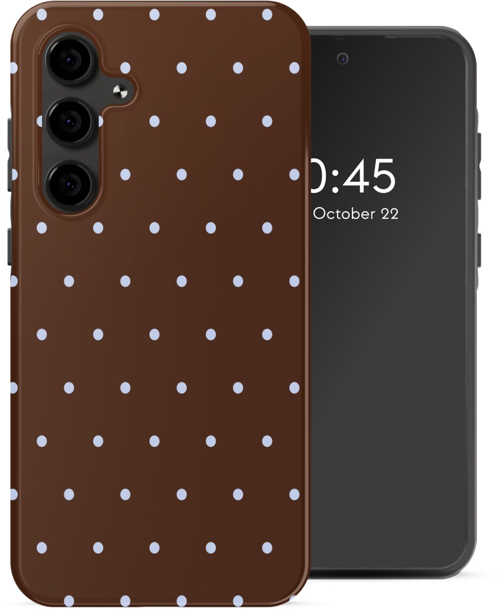 Selencia Hoesje - Geschikt voor Samsung Galaxy S24 FE - Backcover - Happy Dots Chocolate
