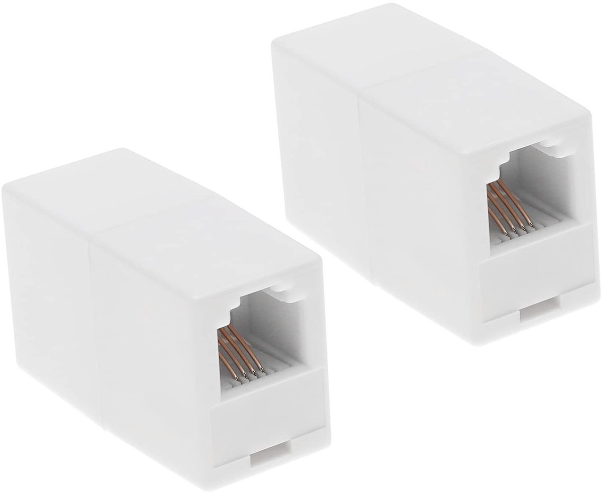 Dailygoods - Dailygoody - RJ11 Connector - Vrouwelijke naar vrouwelijke aansluiting - Compact en gebruiksvriendelijk - Wit - Telefoonlijn verlengen - Geschikt voor