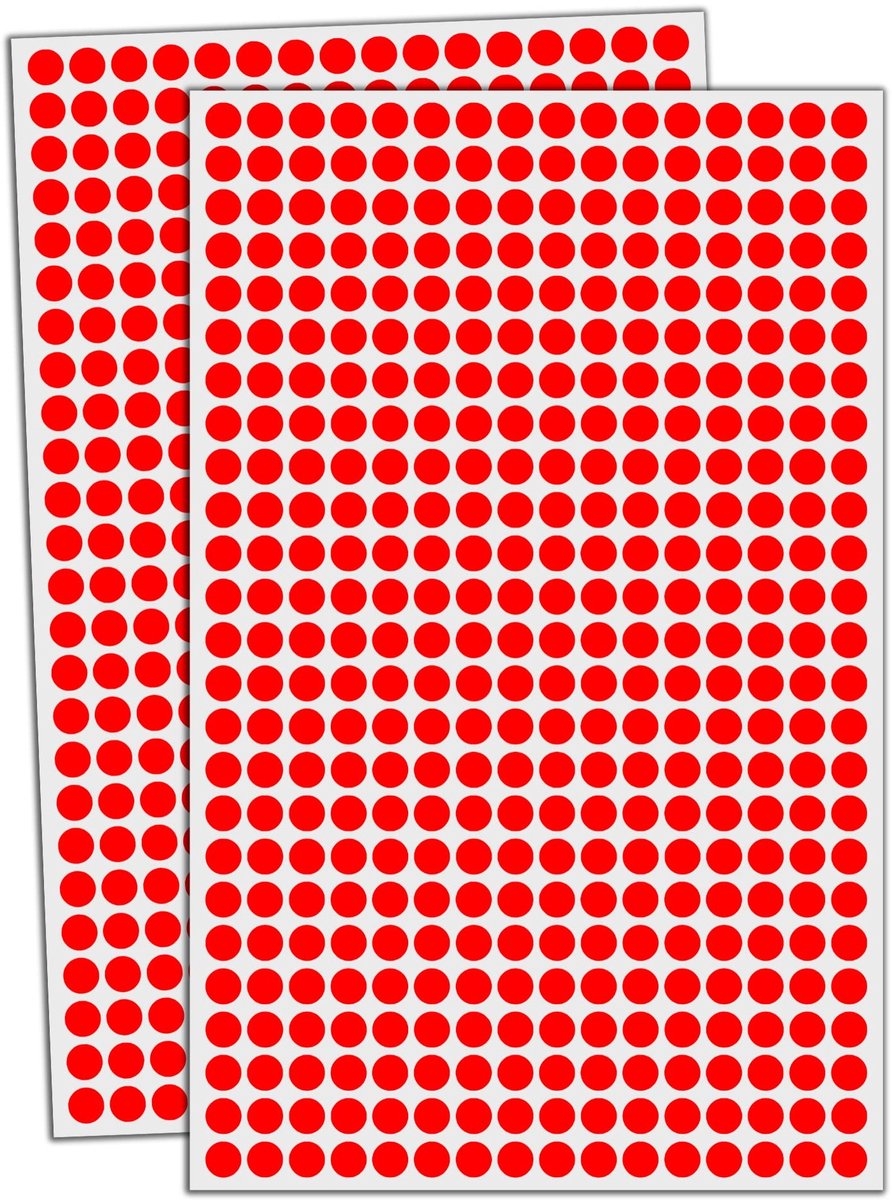 Dailygoods - Dailygoody - Ronde Stickers - Puntstickers - Zelfklevend - Rood - Etiketten - 6000 Stuks - Ideaal voor Creatief Gebruik