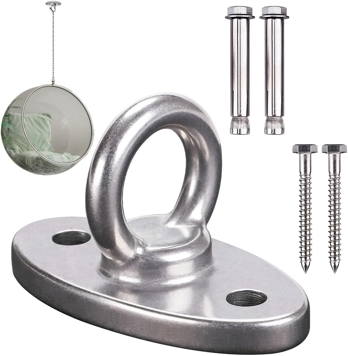 Dailygoods - Dailygoody - Heavy Duty Ceiling Hook - RVS 304 Hanger - Sterke ondersteuning - 1270 kg Capaciteit - Veiligheid - Voor Hangstoelen en Hammocks - Duurza...