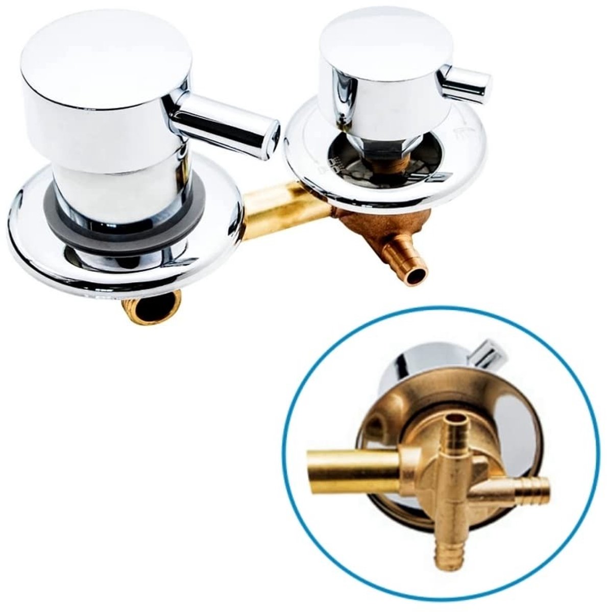 Dailygoody - Douchekraan - Messing Verchroomd - Koud en Warm Water Mengkraan - 2 Handgrepen - Ideaal voor Doucheruimte - Wandmontage - Voor Badka