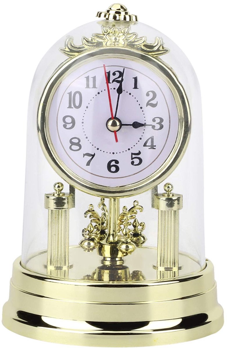 Dailygoody - Mantel Klokken - Retro Tafelklok - Antieke Stijl - Goud - Stille Klok - Perfecte Woonkamer Decoratie - Geschikt voor Binnen