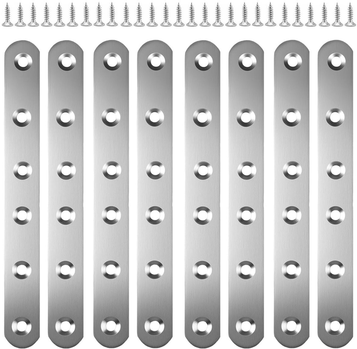 Dailygoods - Set van 8 Roestvrijstalen Gatenplaten met Bevestigingsschroeven