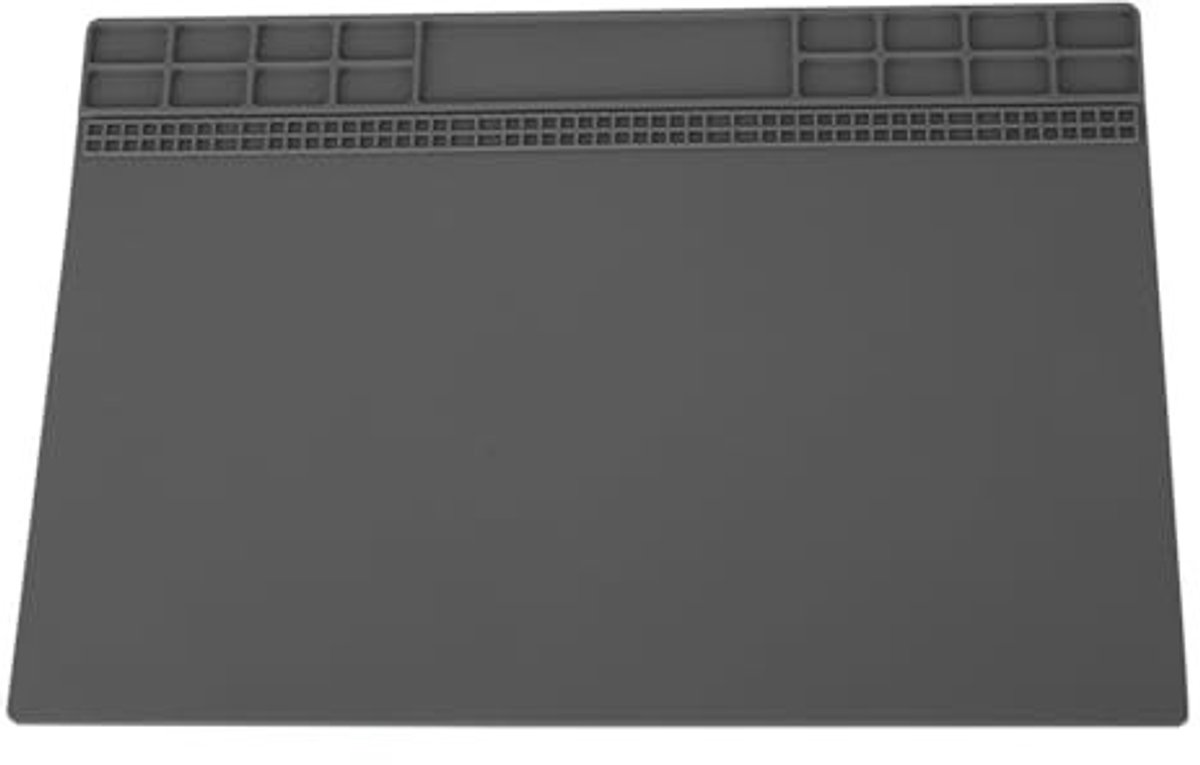 Dailygoods - Dailygoody - Soldeermat 350 mm x 250 mm - Antistatisch siliconen pad - Warmte-isolatie - Grijs - Geschikt voor elektronica - Ideaal voor BGA-sold