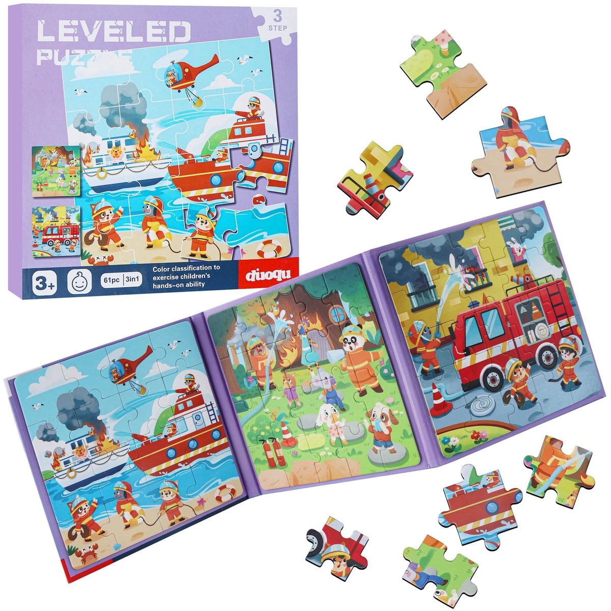 Dailygoods - Dailygoody - Magnetische puzzel - Educatief speelgoed - Reisvriendelijk - Kinderen - Motoriek bevorderend - 3-in-1 puzzel - Geschikt voor 6 maanden to.