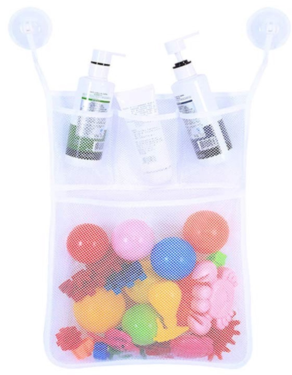 Dailygoods - Dailygoody - Bad Organizer met 4 Sterke Zelfklevende Haken - Polyester Badkameropslag (Wit)