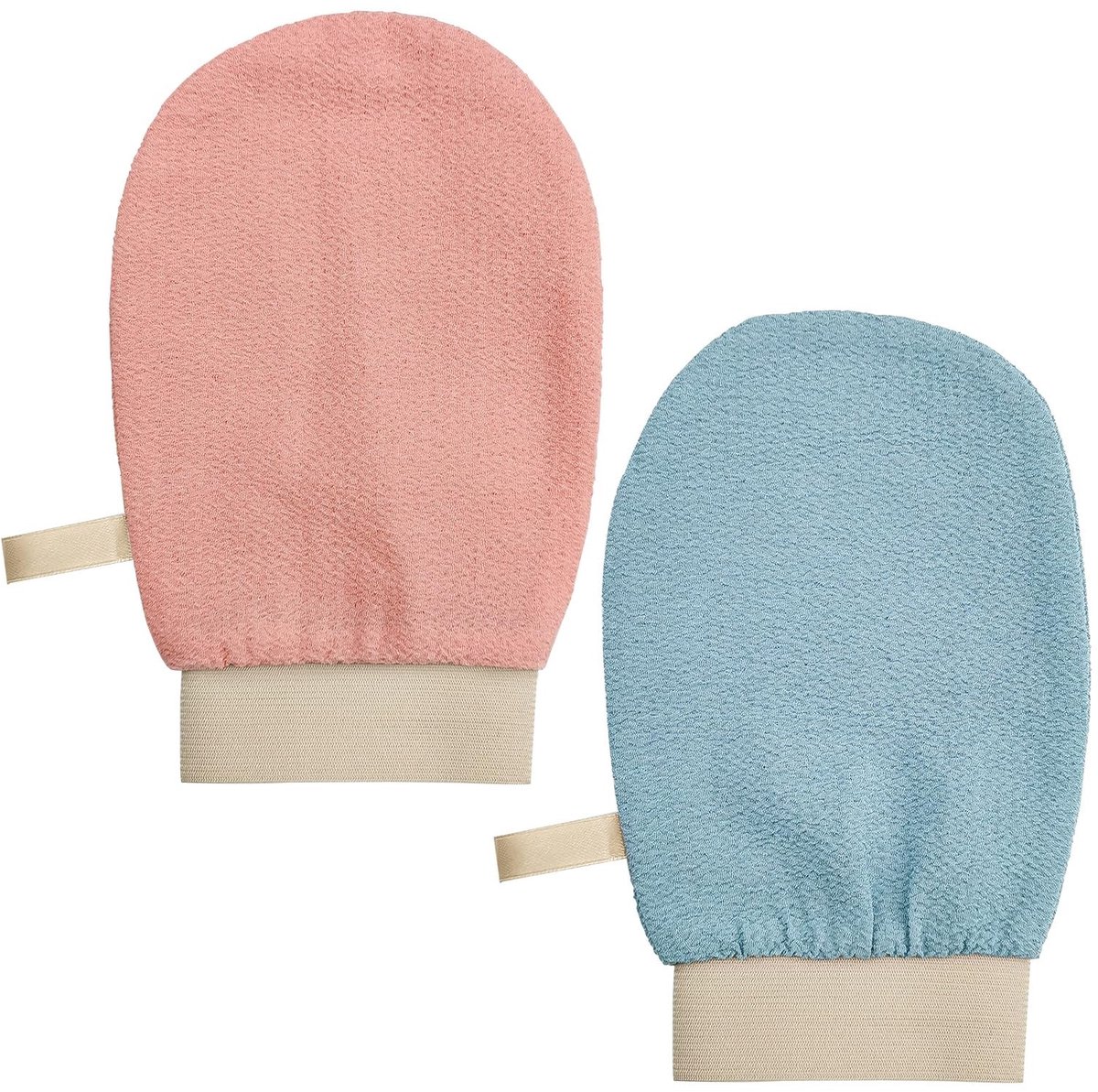 Dailygoods - Dailygoody - Peeling-handschoenen - Scrubhandschoen - Dode huidverwijderaar - Blauw, Roze - Exfoliërende handschoenen - Geschikt voor dames en heren