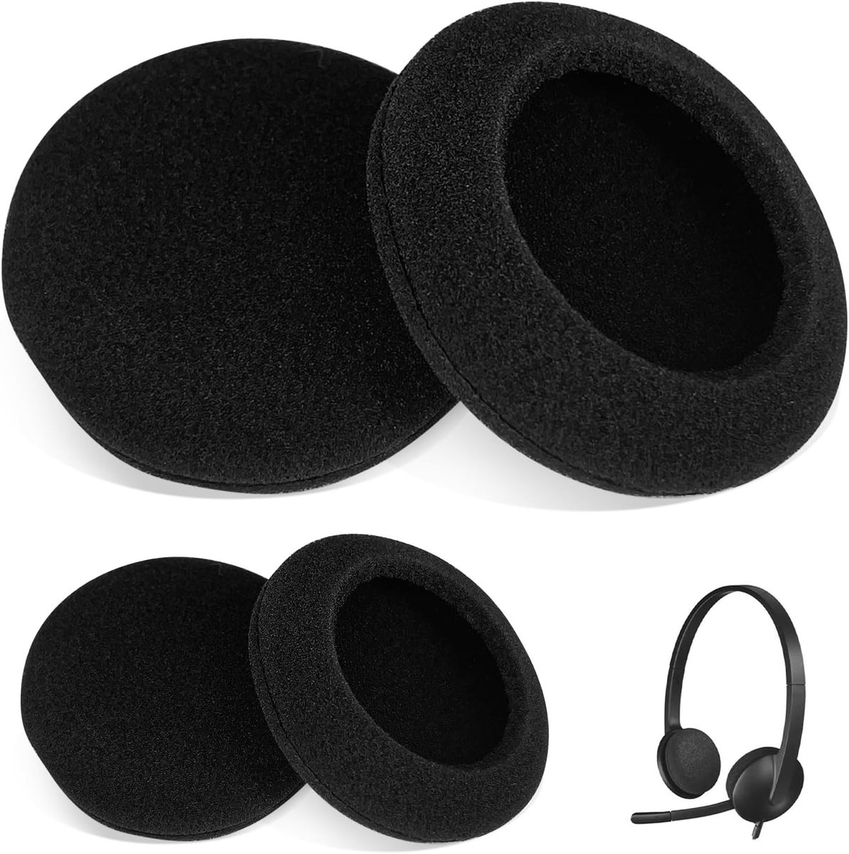 Comfortabele Oorkussens en Beschermcase voor Hoofdtelefoons - Vervangende Schuimrubberen Oorkussens Geschikt voor Diverse Modellen (2 Paar, Diameter 5 cm, Zwart)