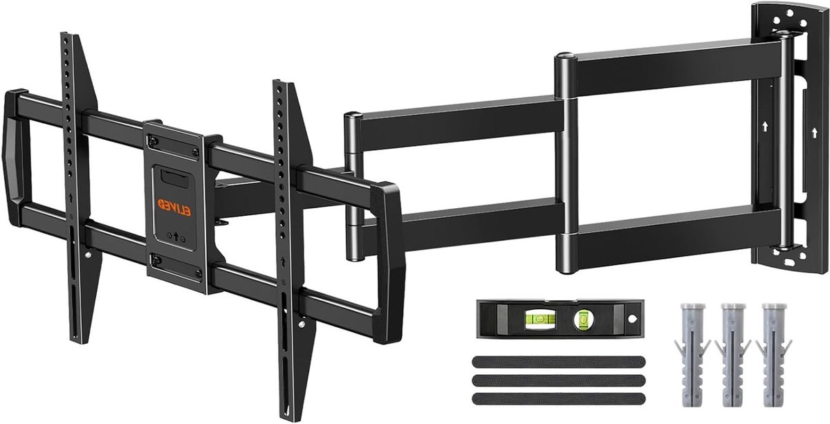 Langarm TV wandbeugel voor 42-75 inch TV's, volledig beweegbaar met zwivel en kantelfunctie, tot 45KG, Max VESA, ideaal voor optimale kijkhoeken en ruimtebesparing.