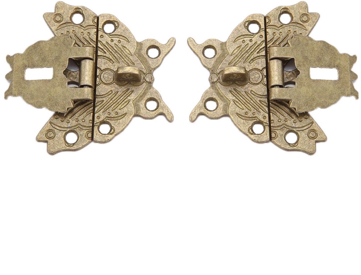 Dailygoods - Dailygoody - Slot voor houten juwelendoos - Retro vintage slot sluiting - Duurzaam - Bronskleur - Decoratieve klink Hasp - Geschikt voor DIY tas, juwe