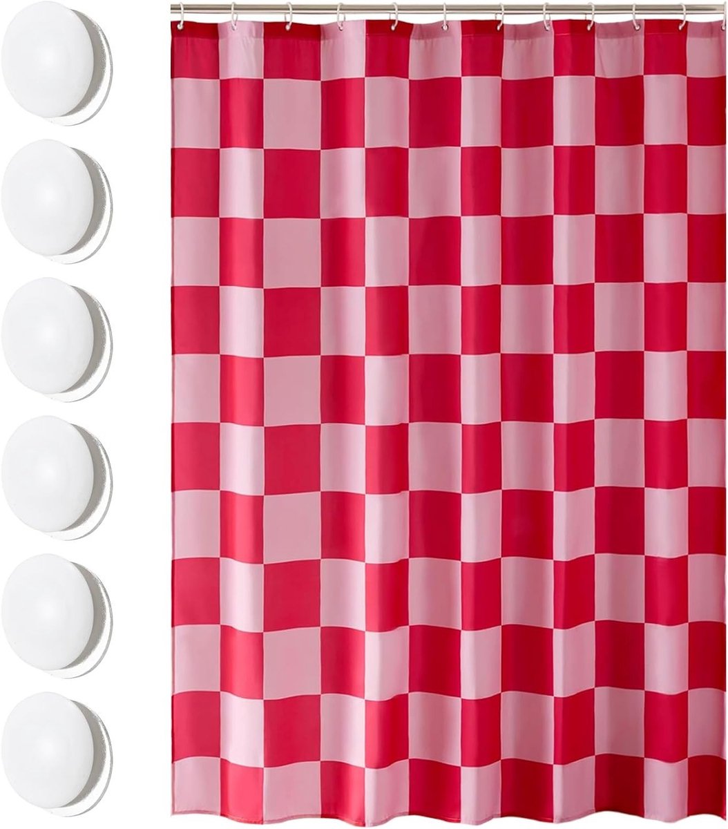 Retro Diamant Patroon Douchegordijn 180 x 180 cm met 5 Gewichten en 12 Haakjes, Waterdicht en Duurzaam Badgordijn voor Stijlvolle Badkamers