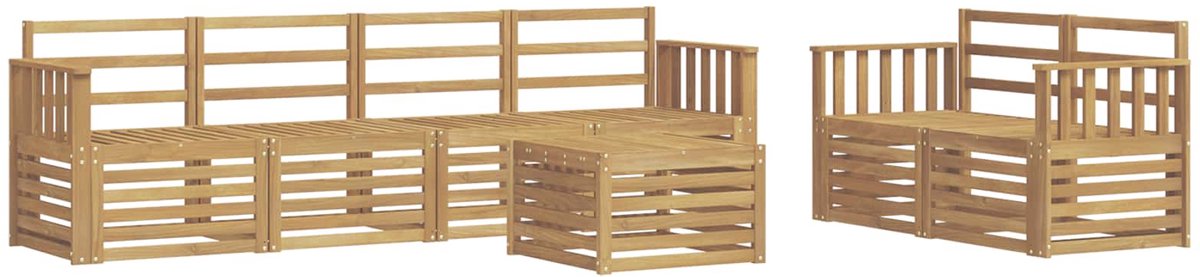 vidaXL Buiten - bank - set - 7 - st - 6-zits - Wit - Massief - Acacia - Hout
