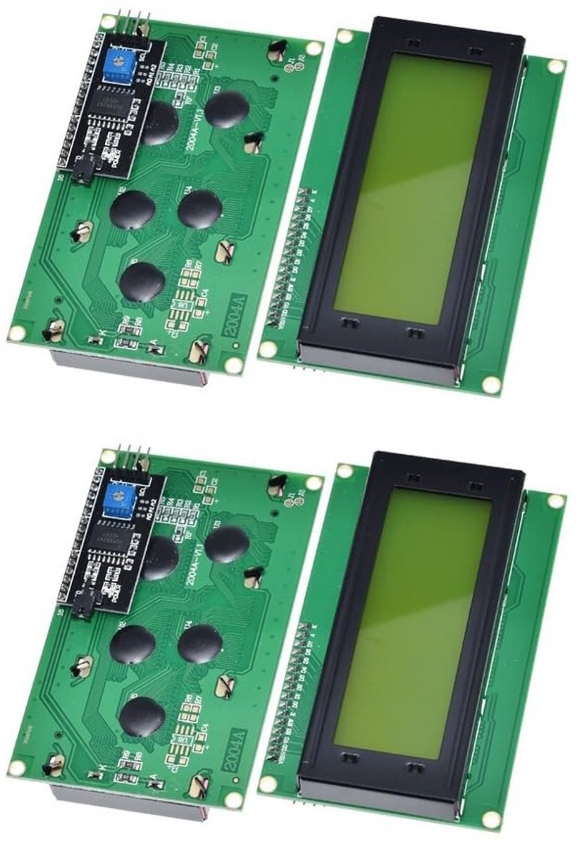 Dailygoods - Dailygoody - LCD-weergavemodule - 20x4 - Groene achtergrondverlichting - I2C-interface - Geschikt voor Arduino - Compact formaat