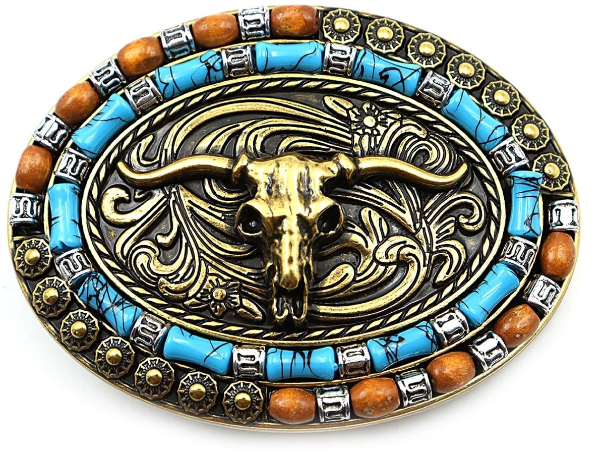 Dailygoods - Dailygoody - Western Riem Gesp - Koeienkop Gesp - Vintage Stijl - Uniseks Lederwaren - Decoratie en Vervanging - Geschikt voor Riemen en Tassen
