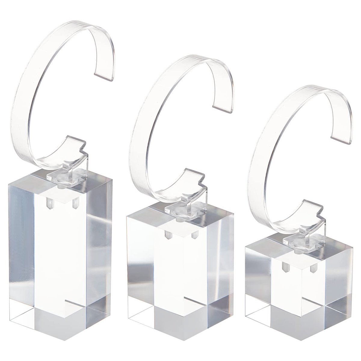 Dailygoods - Dailygoody - Acryl Horloge Stand - Displayhouder - Transparant - Horloge Presentatie - 3 Stuks - Geschikt voor Sieraden