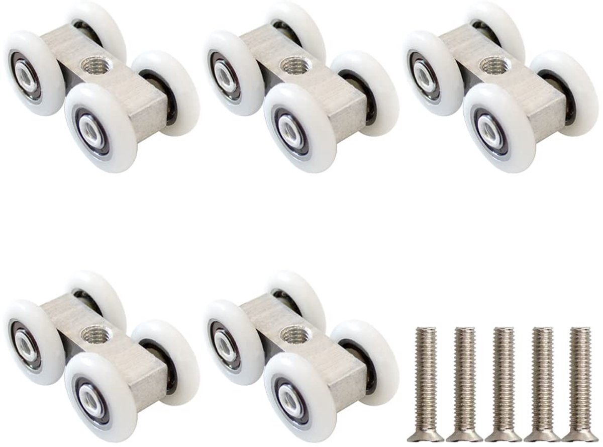 Dailygoods - Dailygoody - Schuifregelaars - Looprollen voor schuifdeuren - Aluminium en kunststof - 5 stuks - Geschikt voor meubels en ramen - 20 mm diameter